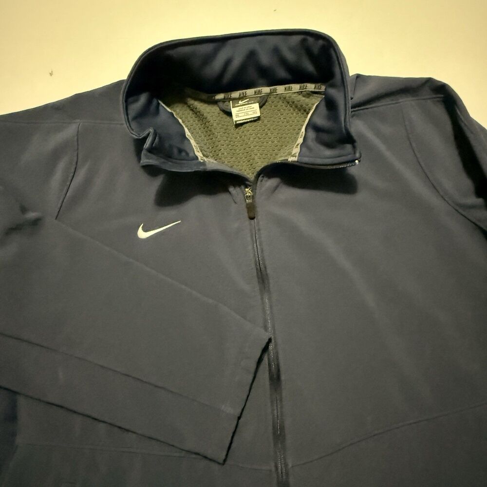 Nike Therma-Fit Jacket Mens 2XL Navy Blue Zipped Hoodie Full Zip Softshell